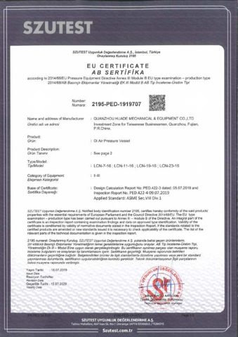 SZUTEST PED Module B certificate