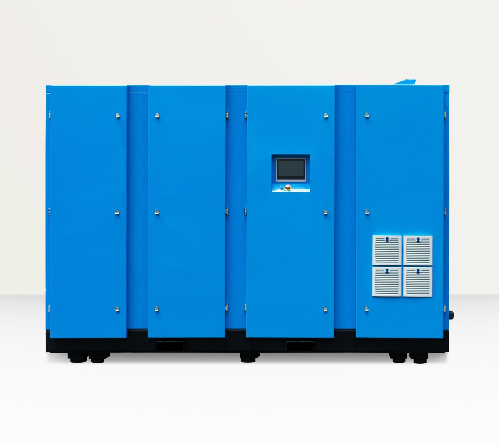 HUADA 355 kW water-cooled oil-free dry screw air compressor, blue cabinet with touch screen