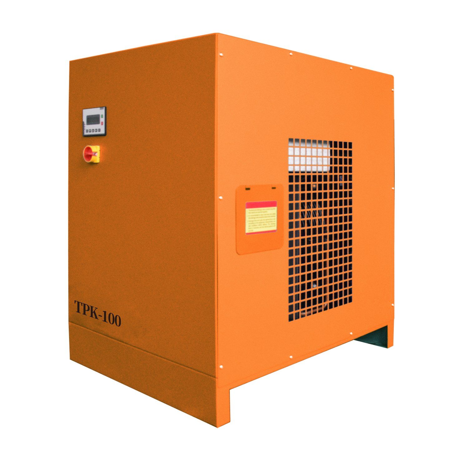 HUADA TPK-100 refrigerated compressed-air dryer, orange cabinet with controller and emergency stop